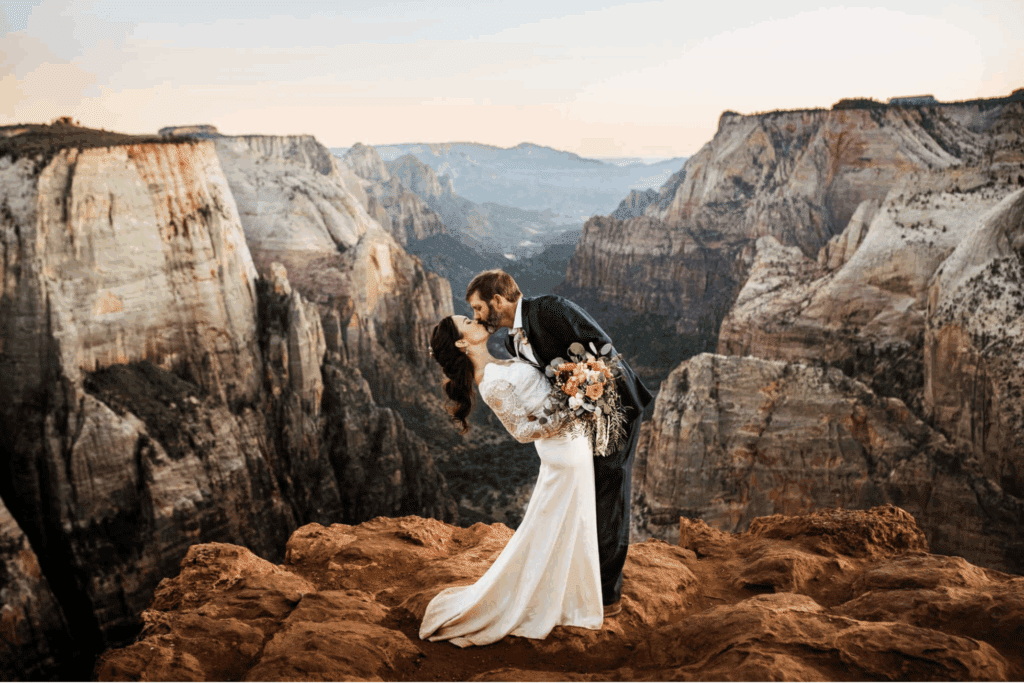 elopement vs wedding photography, zion national park elopement