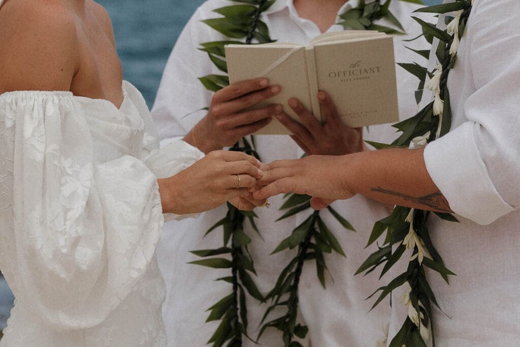 ceremony wedding vows on the beach in oahu