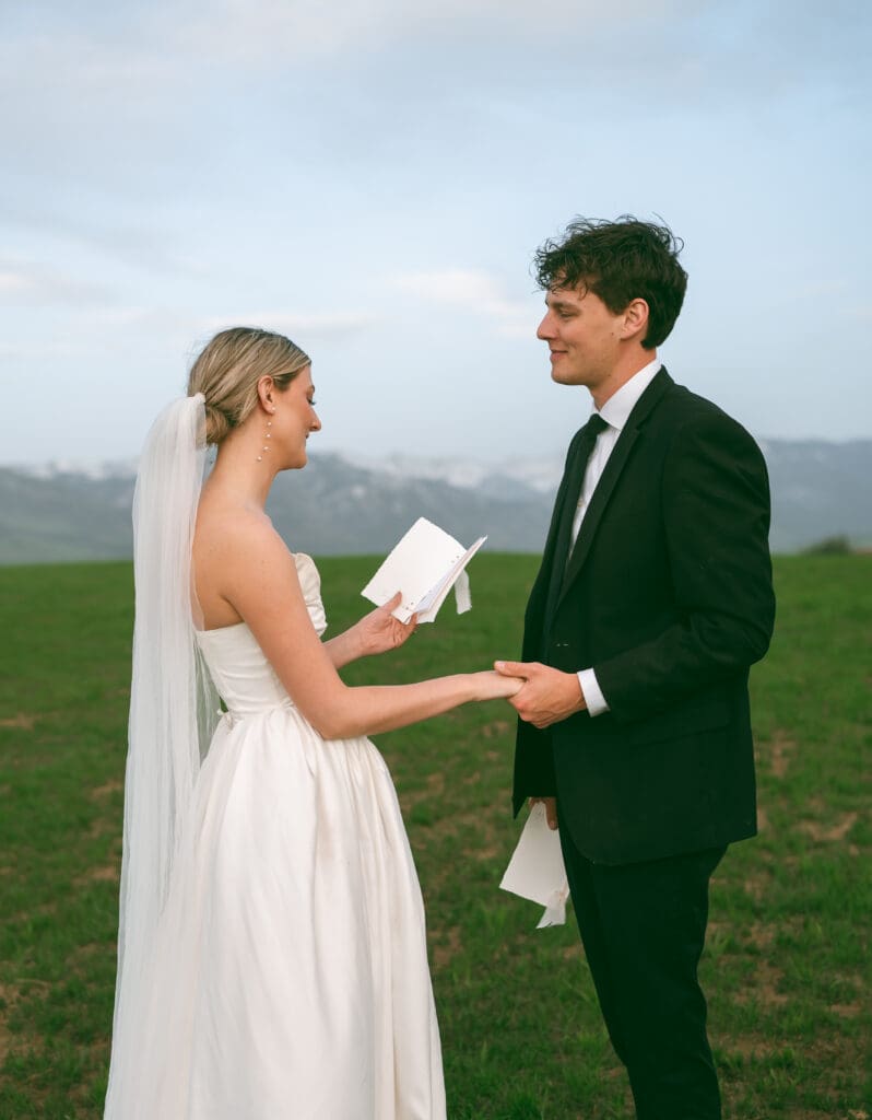 bride and groom sharing vows